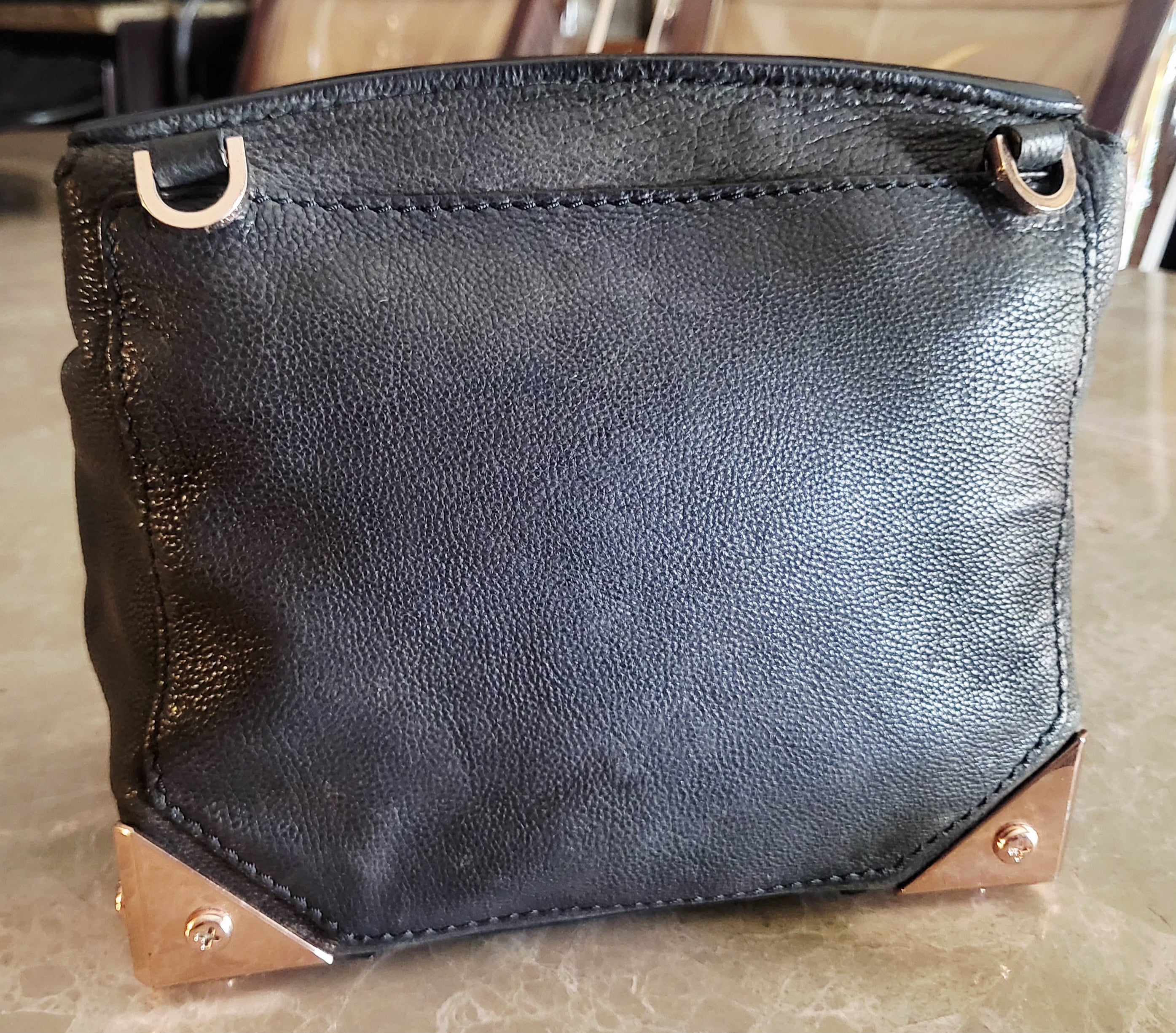 Alexander Wang Prisma Marion Black Leather Crossbody Bag – Rose Gold Hardware.
