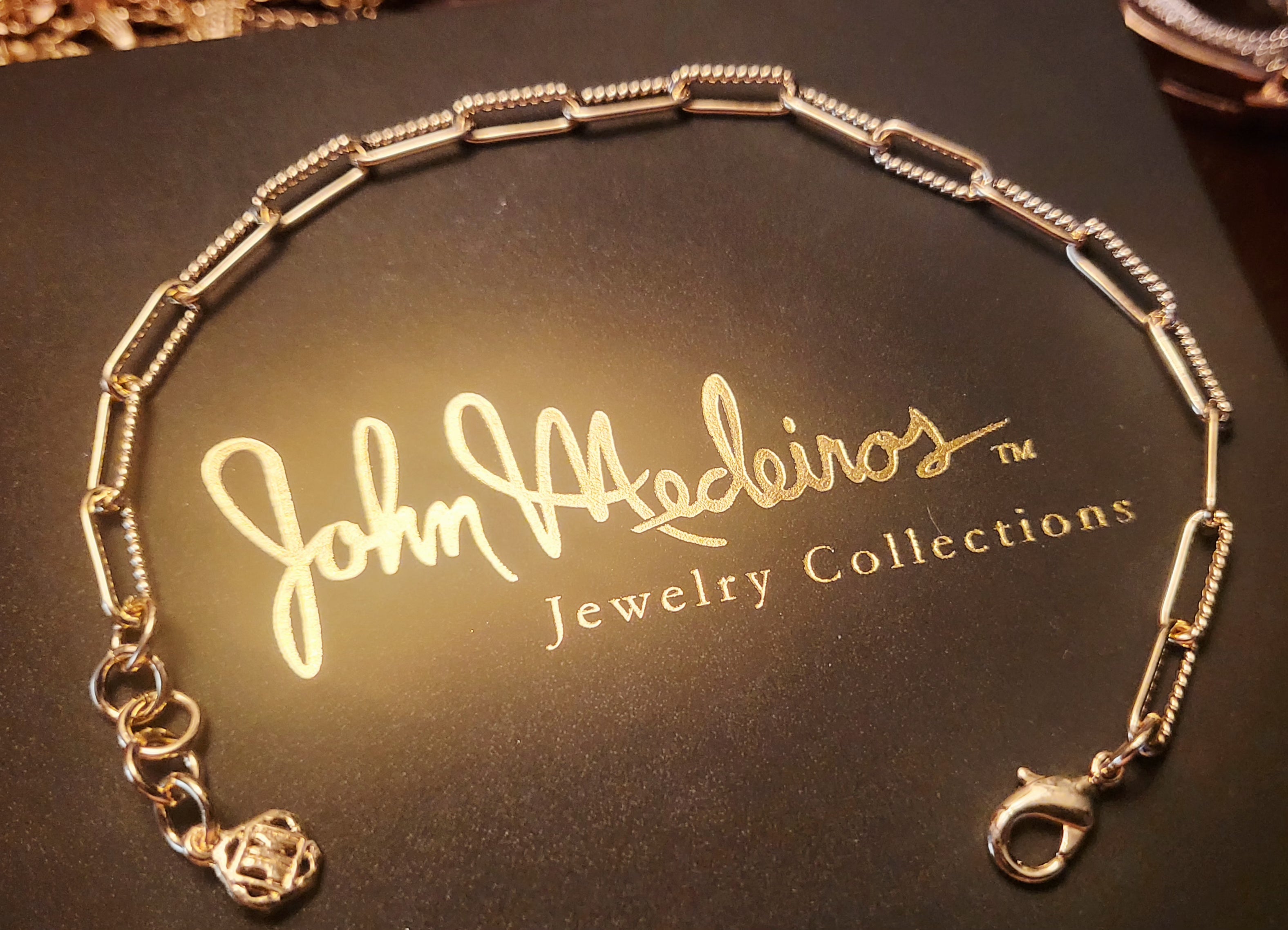 John Medeiros Gold-Tone Textured Link Bracelet – Adjustable 8"
