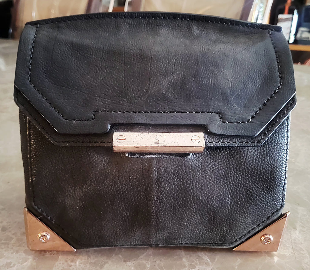 Alexander Wang Prisma Marion Black Leather Crossbody Bag – Rose Gold Hardware.