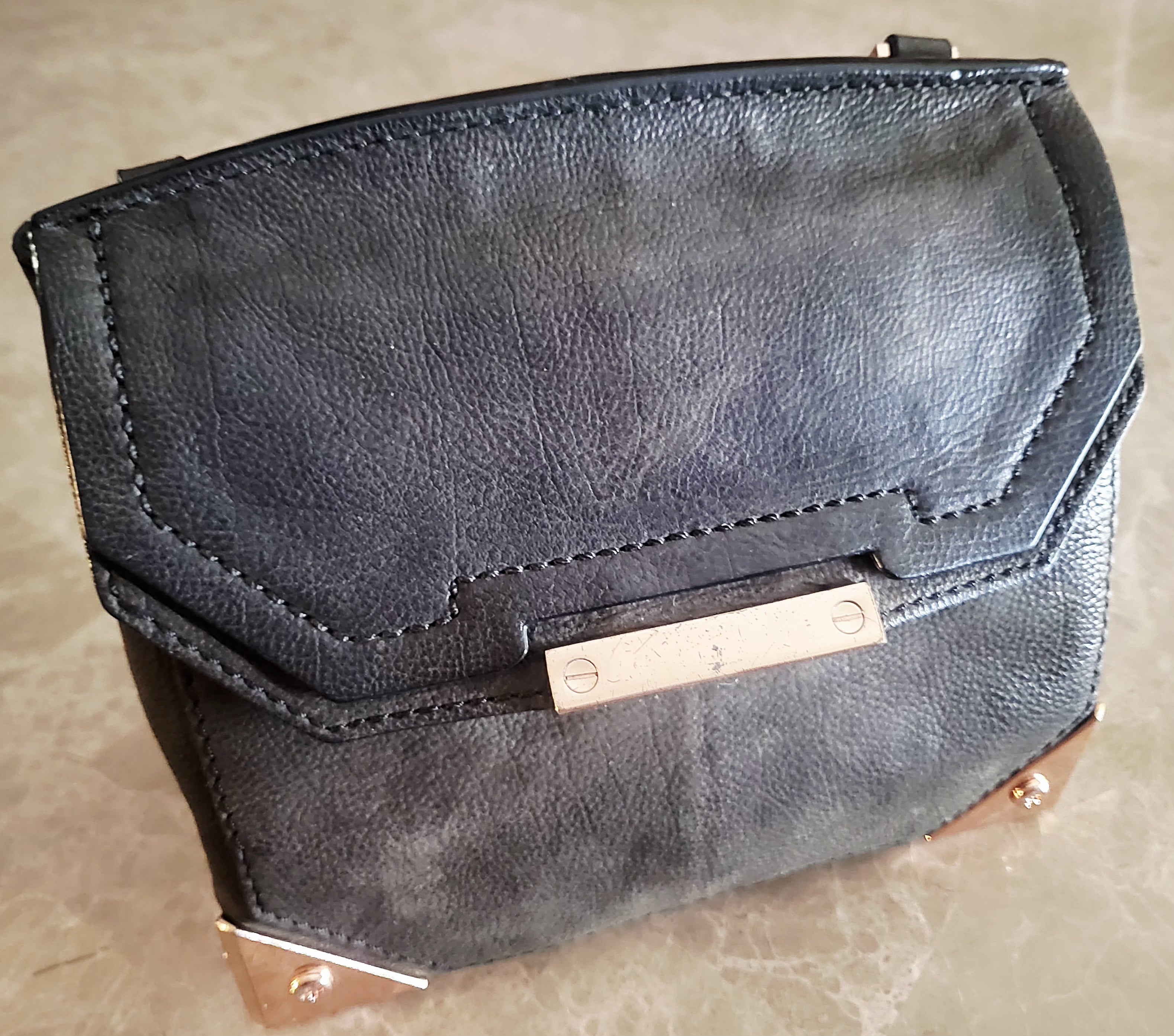 Alexander Wang Prisma Marion Black Leather Crossbody Bag – Rose Gold Hardware.