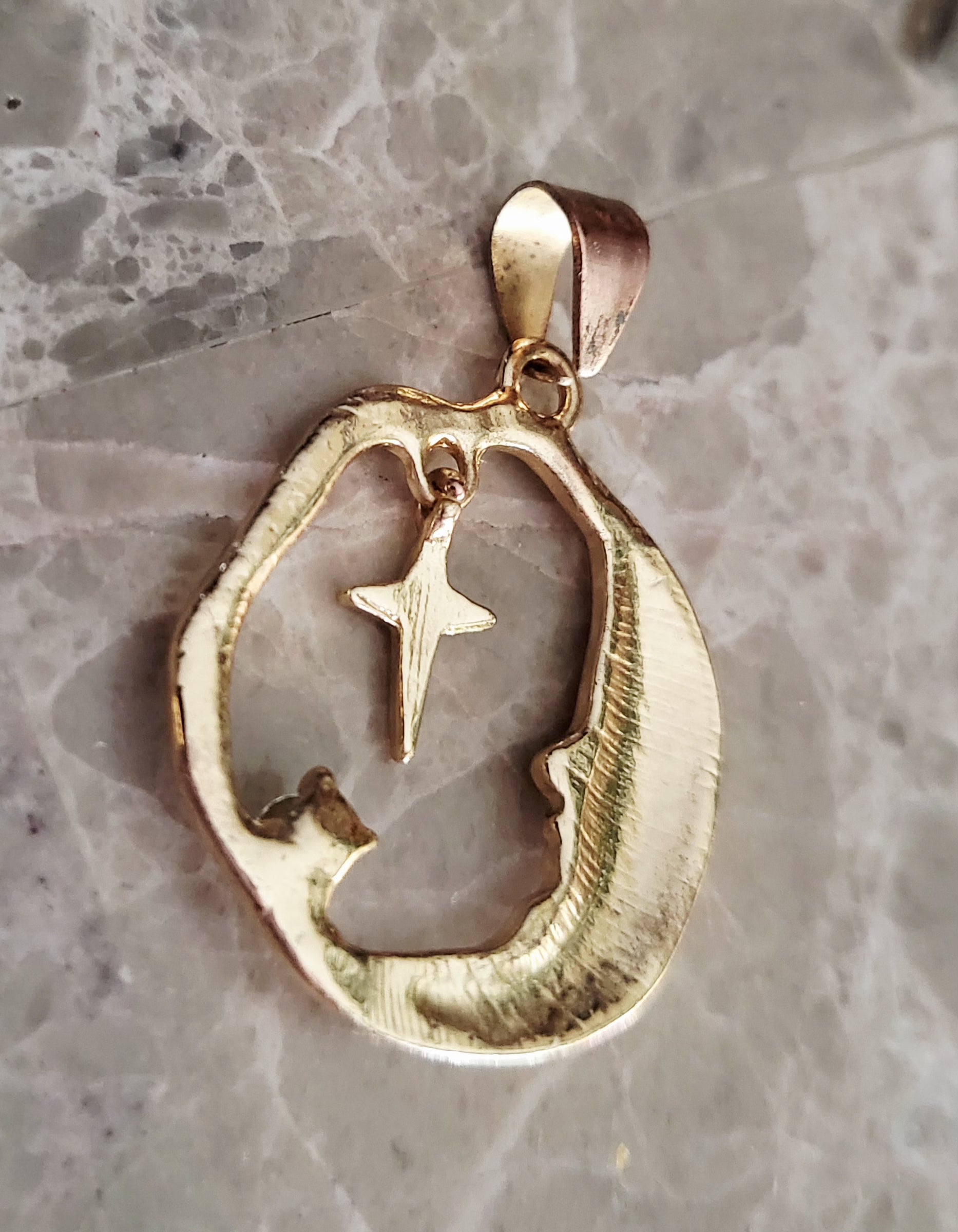14kt yellow gold plated Moon & Star Pendant.