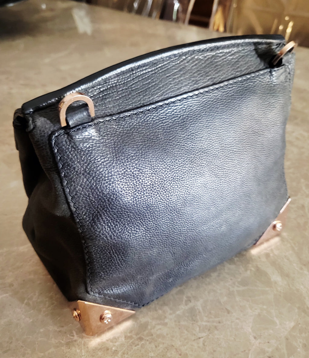 Alexander Wang Prisma Marion Black Leather Crossbody Bag – Rose Gold Hardware.