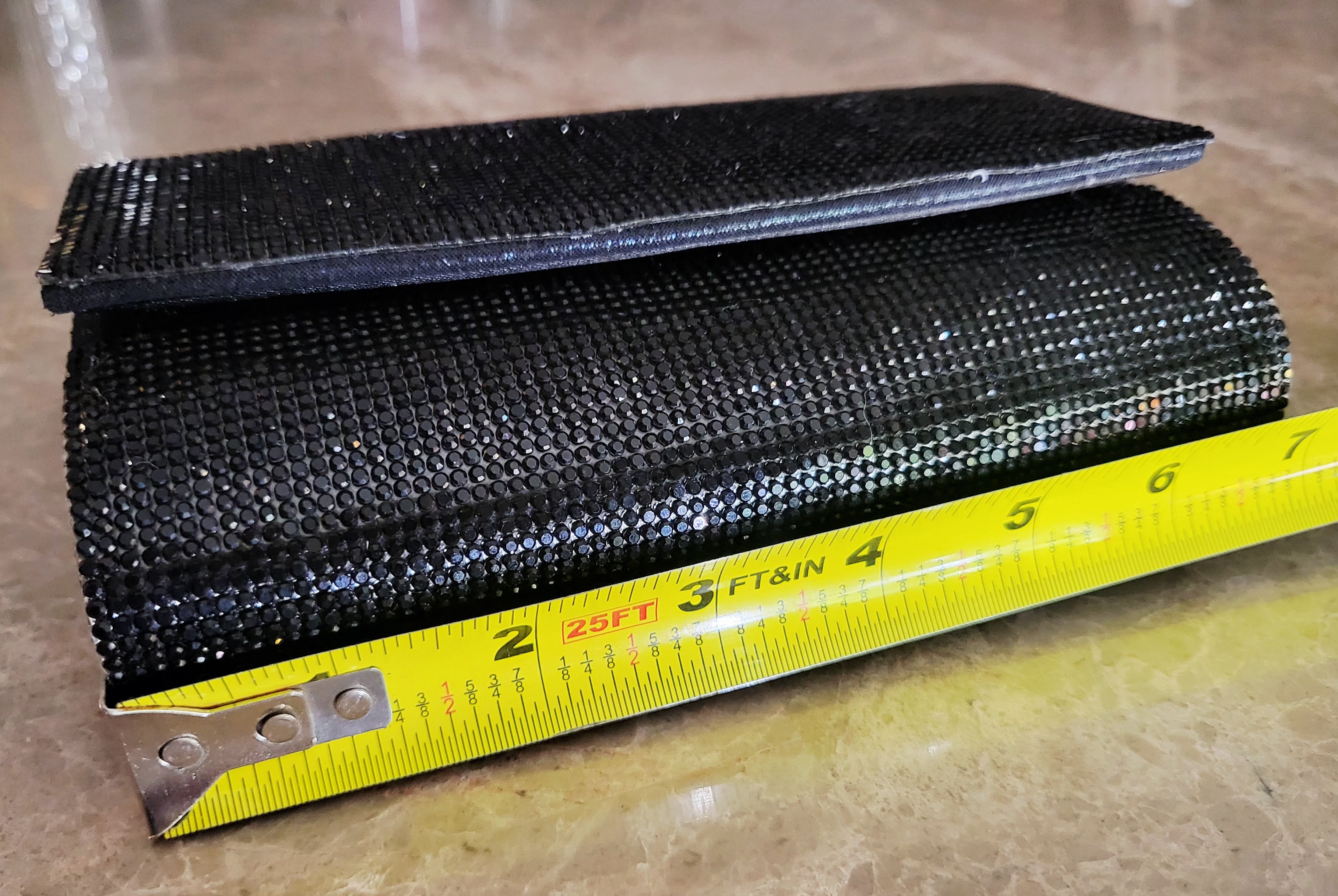 Jessica McClintock Black Sparkle Evening Clutch with Chain Shoulder Strap.