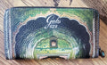 Gabs 523 Made in Italy Green Architectural Print Zip-Around Wallet.