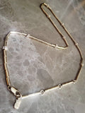 14kt yellow gold plated Bar-link Crystal-rondelle necklace.