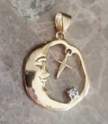 14kt yellow gold plated Moon & Star Pendant.