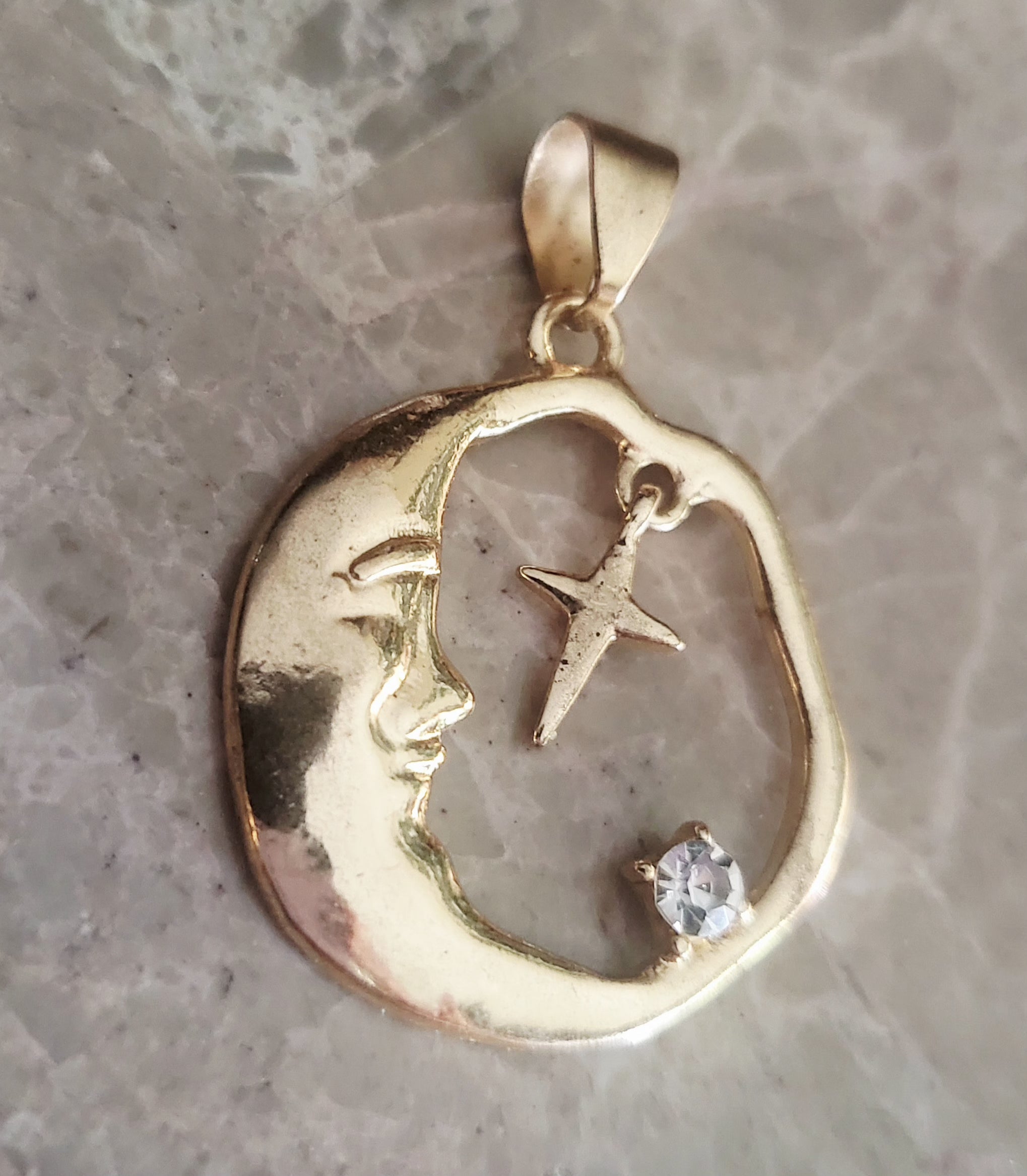 14kt yellow gold plated Moon & Star Pendant.