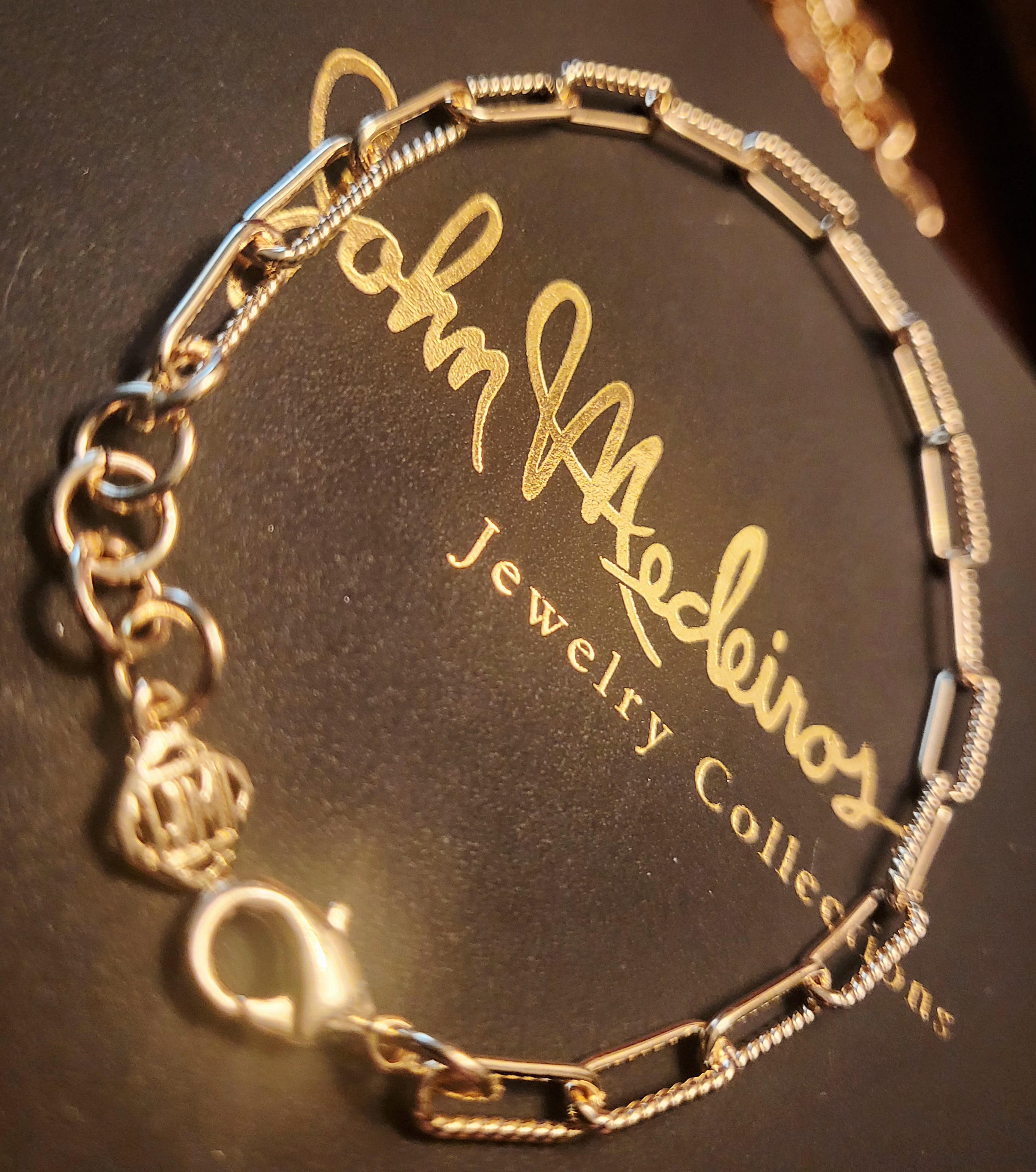 John Medeiros Gold-Tone Textured Link Bracelet – Adjustable 8"