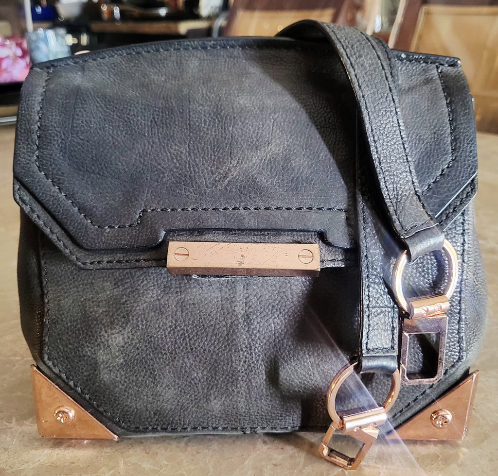 Alexander Wang Prisma Marion Black Leather Crossbody Bag – Rose Gold Hardware.